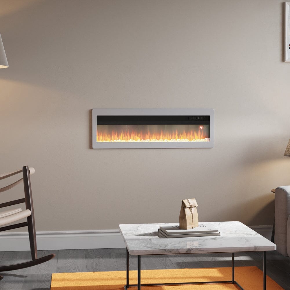 1800W Electric Fireplace Wall Mounted Heater with Overheat Protection Wall Mounted Fires Living and Home White 40inch
